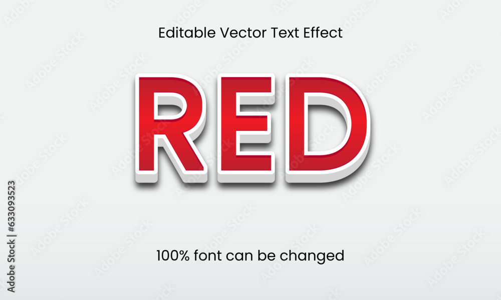 Editable 3D style red text effect with white border.