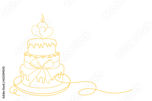 cake line art style. birthday element vector