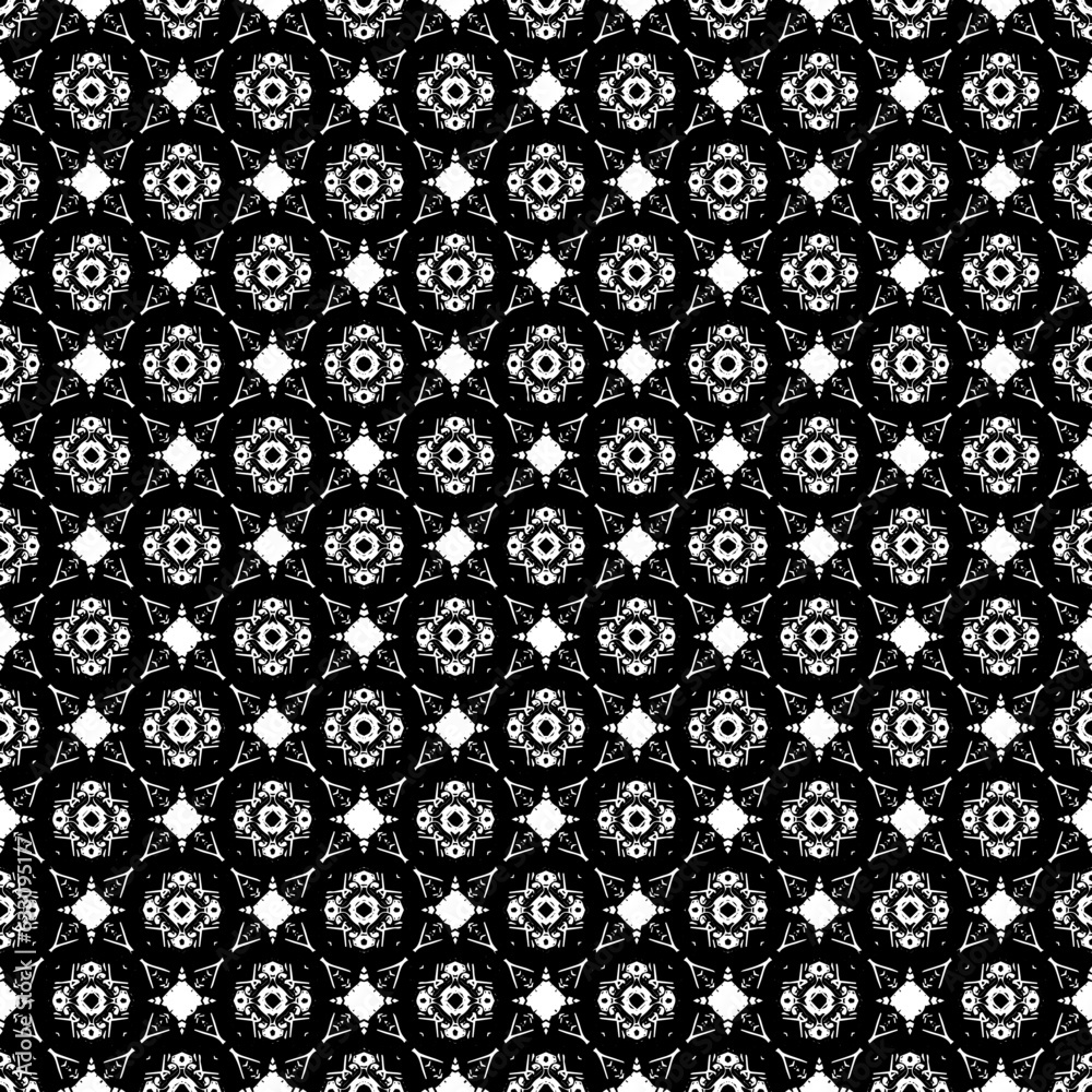 Black and white seamless pattern texture. Greyscale ornamental graphic design. Mosaic ornaments. Pattern template. Vector illustration. EPS10. Black and white seamless pattern texture. Greyscale ornamental graphic design. Mosaic ornaments. Pattern template. Vector illustration. EPS10.