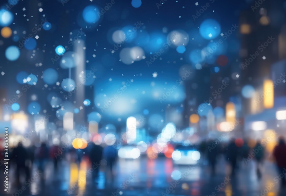 Defocused blue bokeh urban city background effect