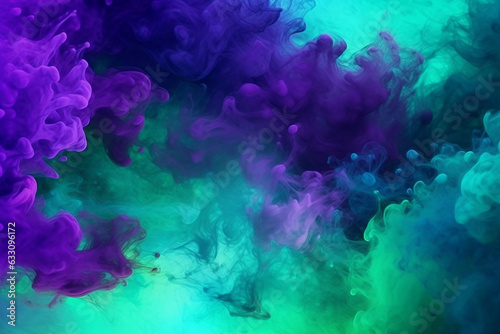 Smoke abstract background with blue, purple and green color