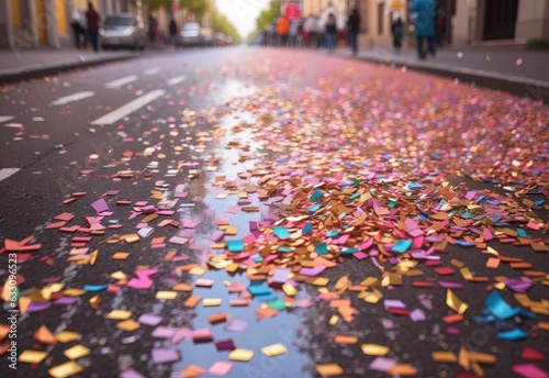 Colorful confetti on the street
