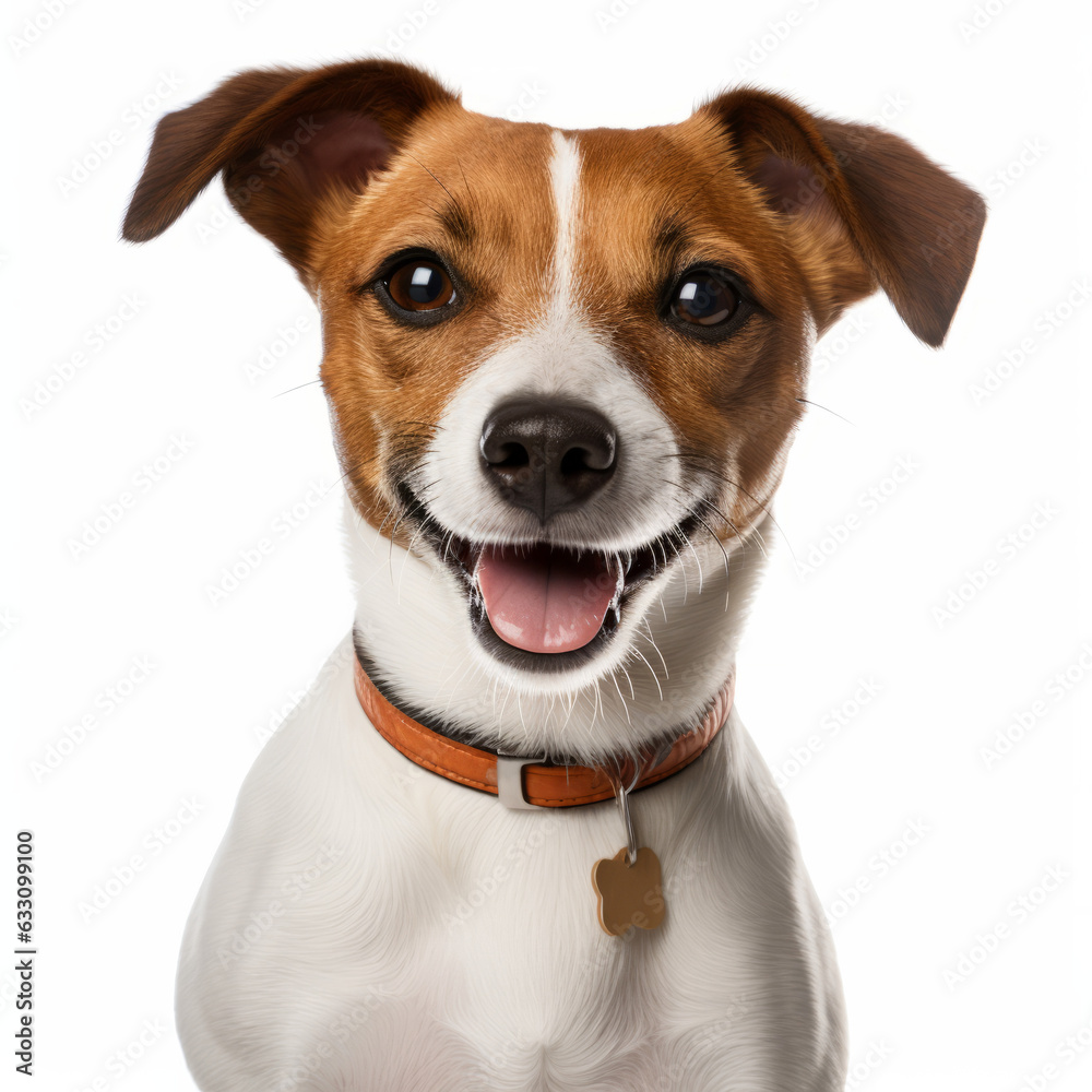 Smiling Jack Russell Terrier Dog with White Background - Isolated Image