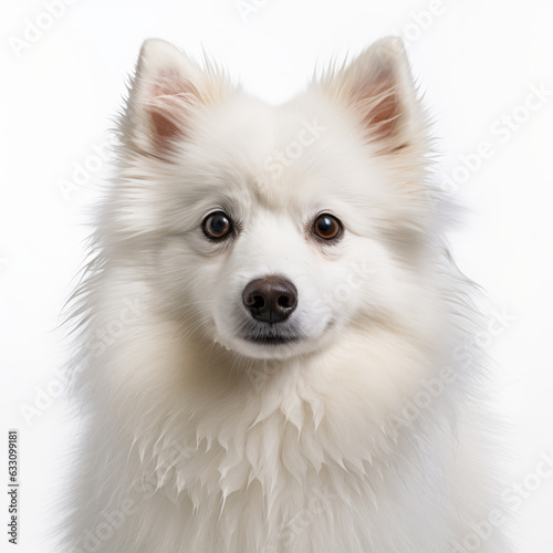 Isolated American Eskimo Dog with White Background - Sadness Visibly Sad Image © bomoge.pl
