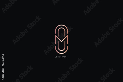 m letter minimalist fashion brand line style design modern style creative golden wordmark design typography illustration, mo wordmark, om logo