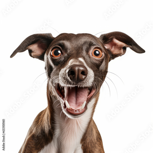 Isolated Italian Greyhound Dog with White Background: Angry and Growling