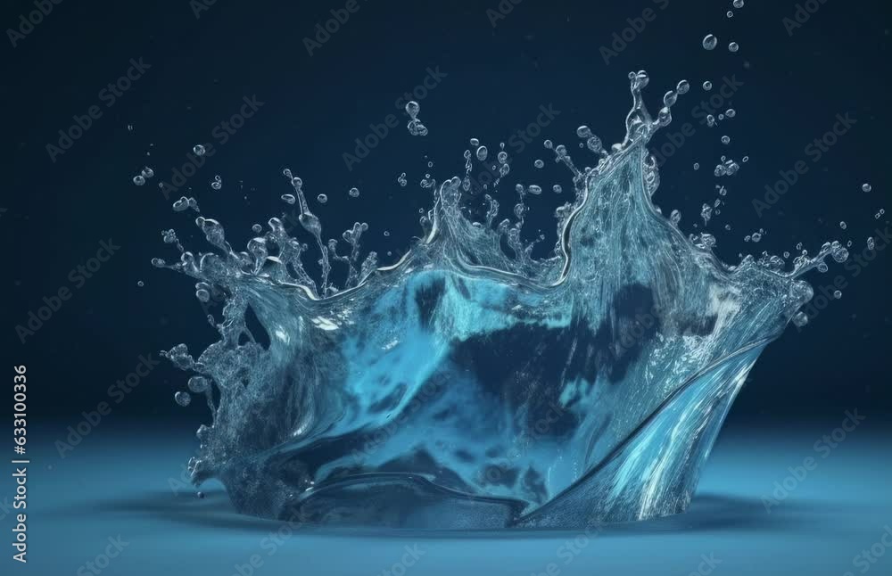 A vibrant blue water splash against a dramatic black backdrop. Generative ai A vibrant blue water splash against a dramatic black backdrop. Generative ai