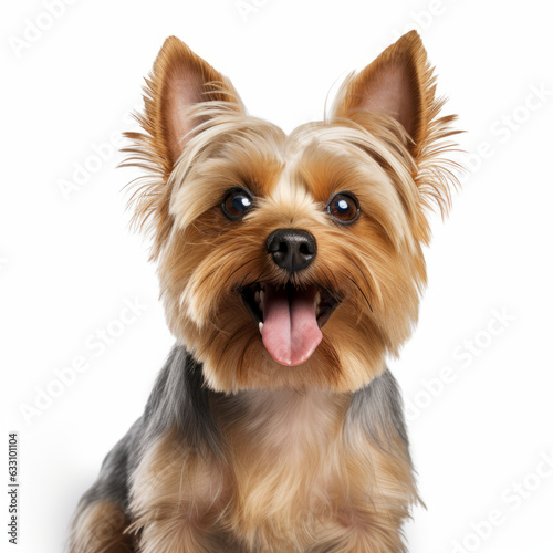 Smiling Yorkshire Terrier Dog with Isolated White Background - High Resolution Image