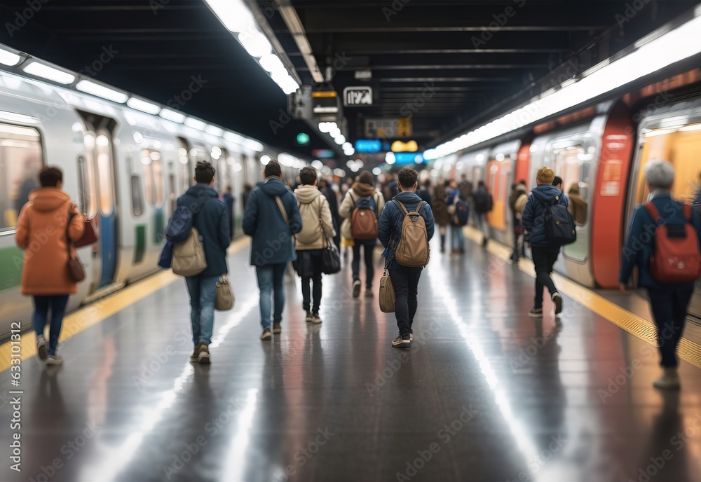 Blurred people on subway platform Blurred people on subway platform