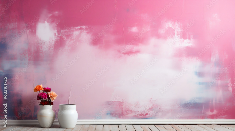 pink wall in a renovated apartment