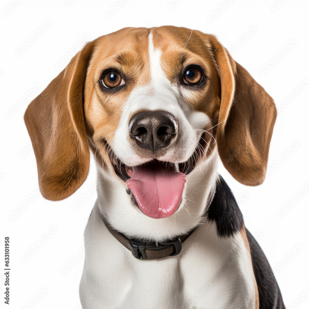 Smiling Beagle Dog with White Background - Isolated Portrait Image