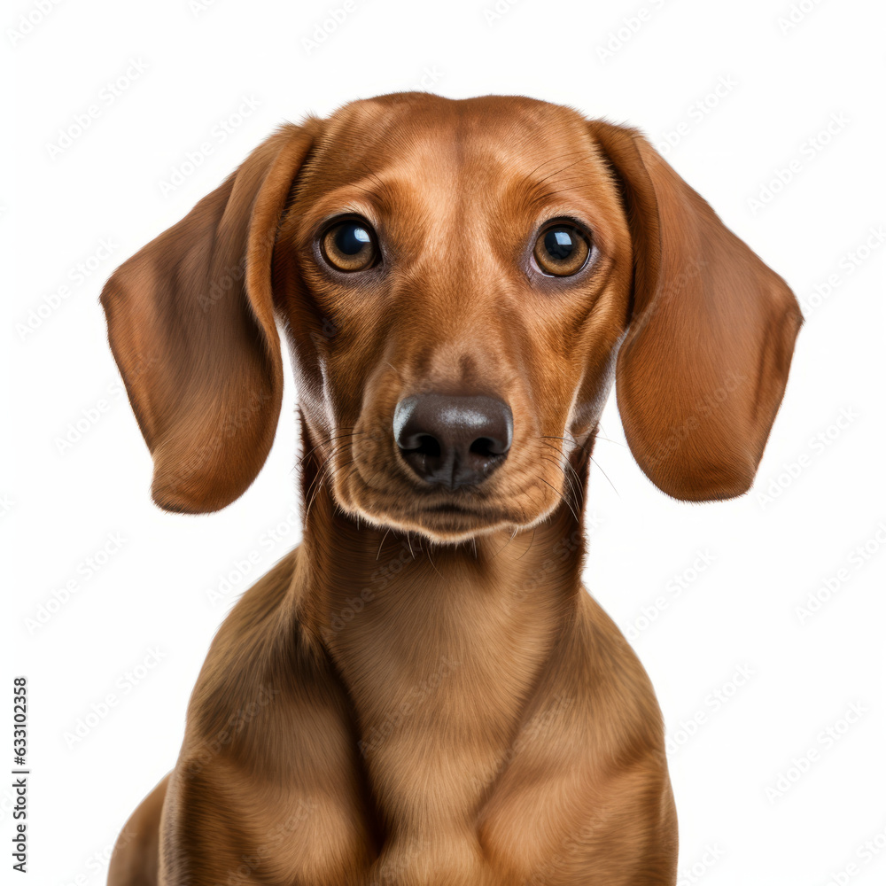 Confused Dachshund Dog with Tilted Head on White Background
