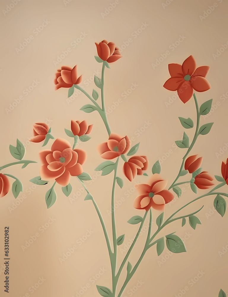 Vintage Wallpaper Floral Pattern of 18th Century
