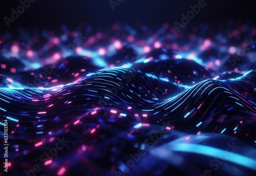 Abstract futuristic background with dark blue glowing neon moving high speed wave Zigzag lines and bokeh lights © Alief Shop