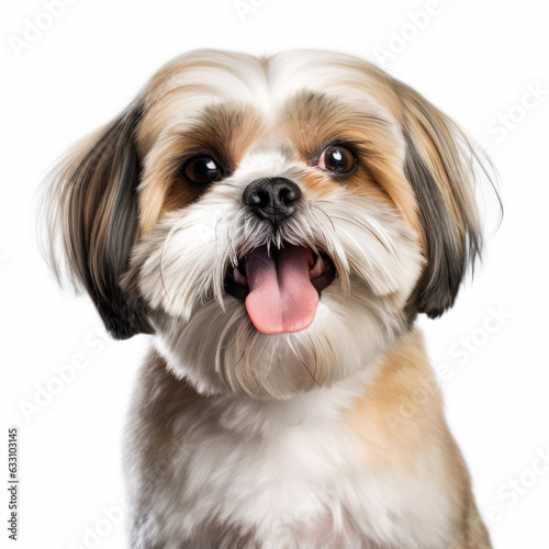 Smiling Shih Tzu Dog with White Background - Isolated Portrait Image