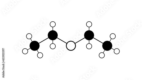 Foto diethyl ether molecule, structural chemical formula, ball-and-stick model, isola