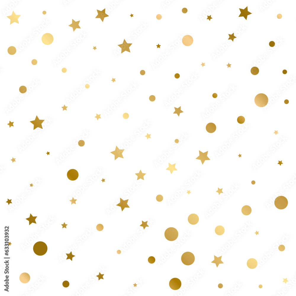 Confetti Polka Dots and Stars Golden Pattern