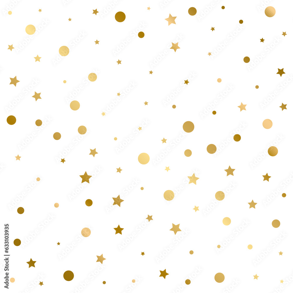Confetti Polka Dots and Stars Golden Pattern Confetti Polka Dots and Stars Golden Pattern