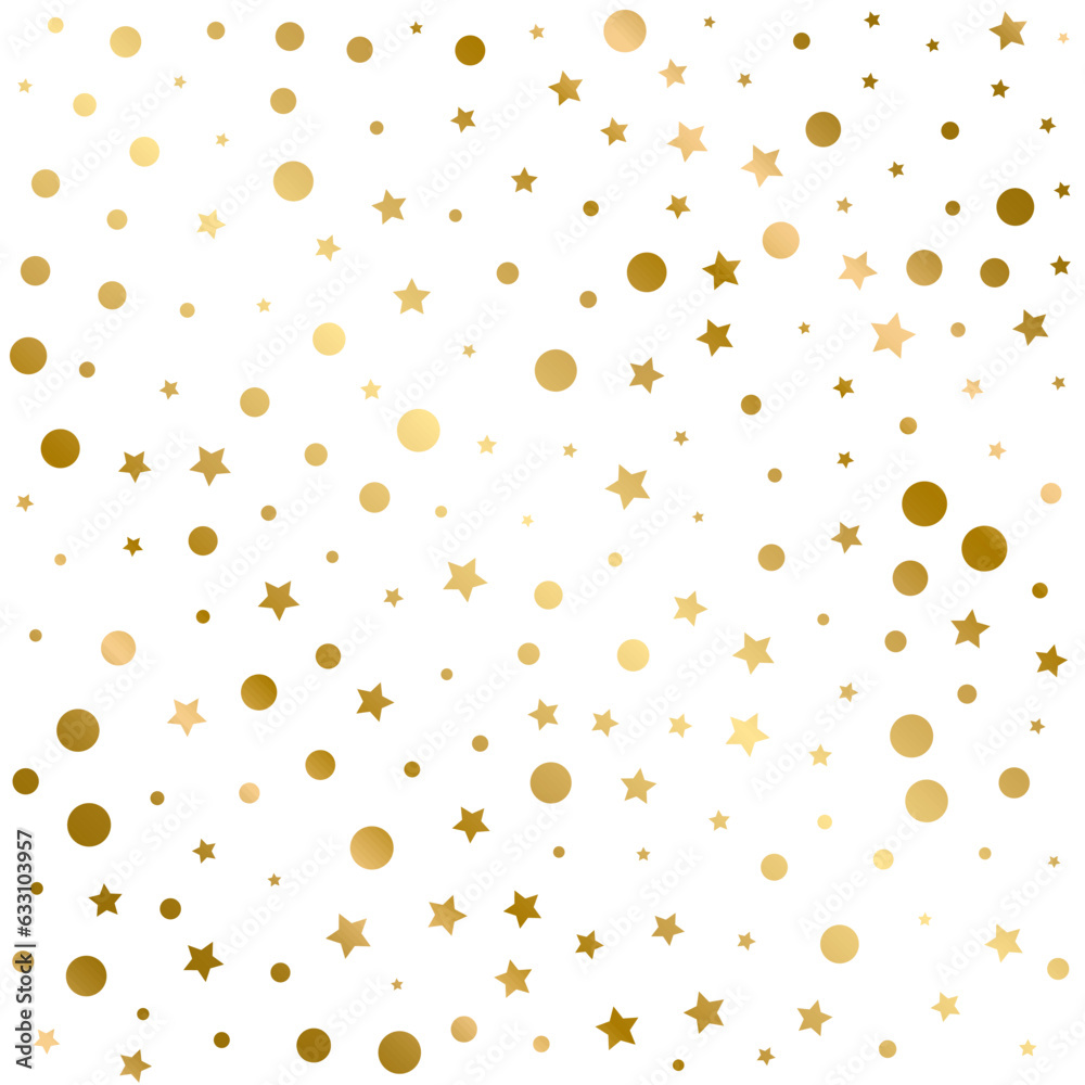 Confetti Polka Dots and Stars Golden Pattern