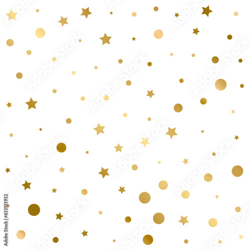 Confetti Polka Dots and Stars Golden Pattern