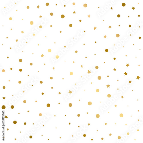 Confetti Polka Dots and Stars Golden Pattern