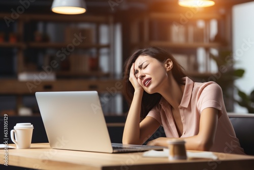 woman yawning tirelessly at an office desk in exhaustion