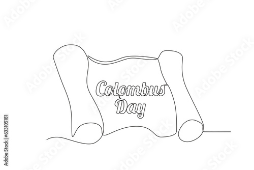 A concept of Columbus day. Colombus day one-line drawing