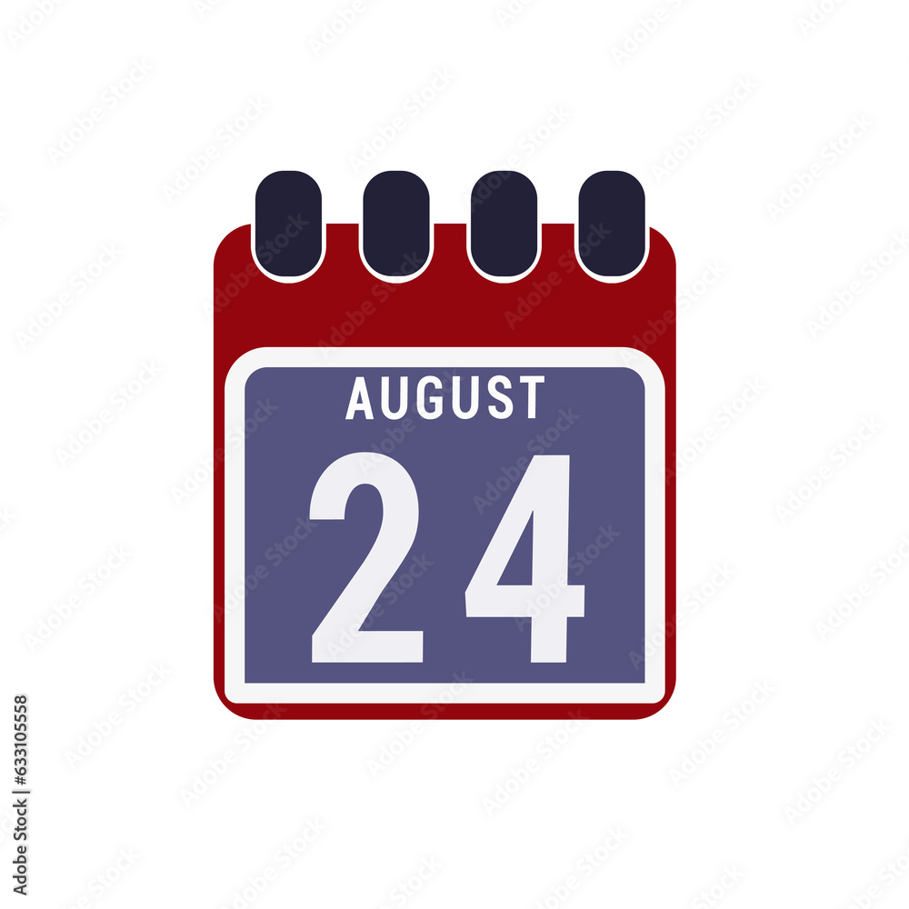 Calendar displaying day 24 (twenty-fourth) of the August - Day 24 of the month. Illustration