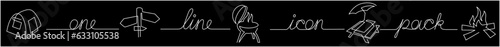 continuous line drawing vector illustration with FULLY EDITABLE STROKE of icons logo design business items objects symbols