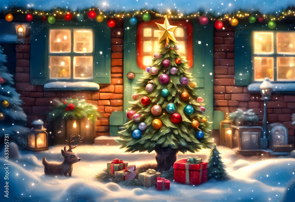 weihnachtliche Stimmung rund um den Weihnachtsbaum, Gen AI