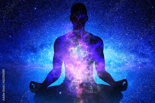 ilhouette of man with the universe inside him