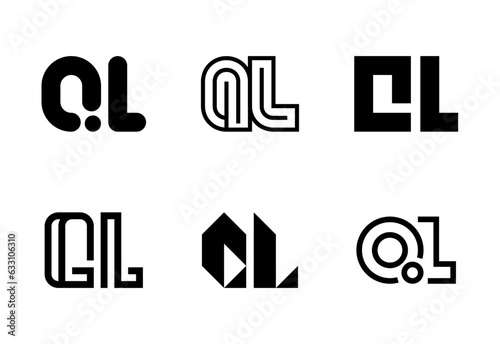 Set of letter QL logos. Abstract logos collection with letters. Geometrical abstract logos © Nataliia