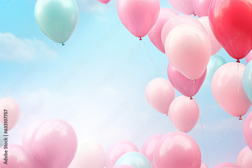 A lot of colourful balloons floating