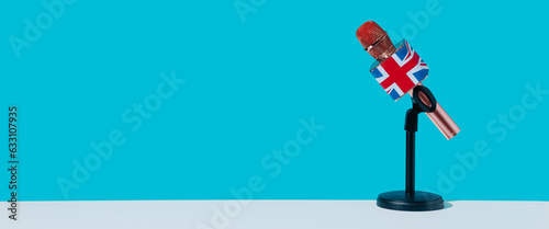 mic patterned with the union jack, banner format