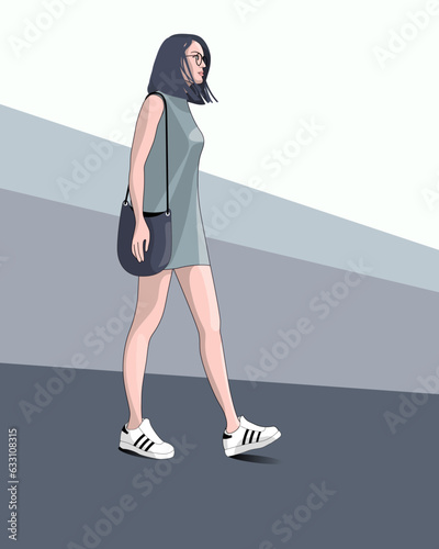Beautiful tall girl in sneakers
