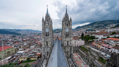 Quito downtown from the Basílica del Voto Nacional rooftop, Ecuador