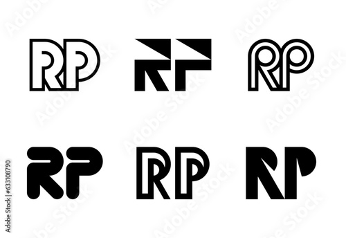 Set of letter RP logos. Abstract logos collection with letters. Geometrical abstract logos