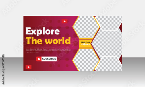 Travel agency web banner design and online business video thumbnail