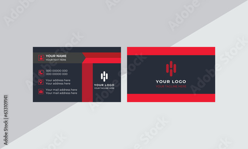 Black and red modern creative business card and simple clean template vector design