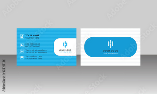 Black and blue modern creative business card and simple clean template vector design
