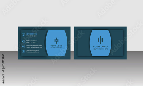 Black and blue modern creative business card and simple clean template vector design