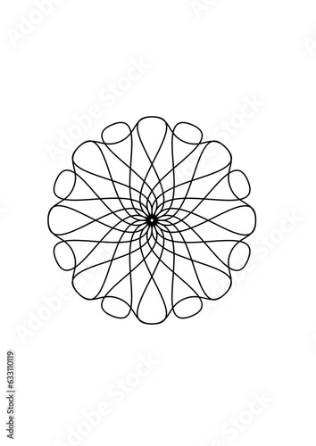 Rosette in form einer sternförmigen blüte mit einer vielzahl sich netzartig überlappenden schwarzen linien