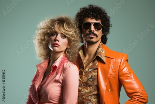 1970s Disco Couple with Space for Copy photo