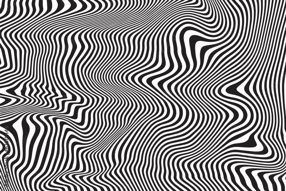 Zebra wavy black lines abstract waves dark shade background