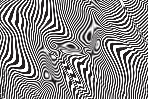Zebra wavy black lines abstract waves dark shade background