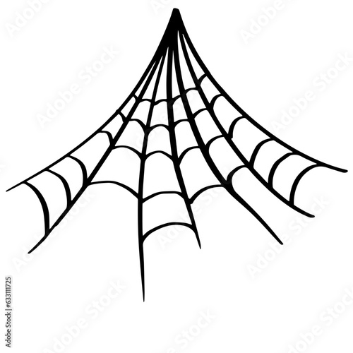 Spider corner web decoration sign. Hand drawn vector illustration isolated on white background for Halloween, aincent book illustration decoration design. photo