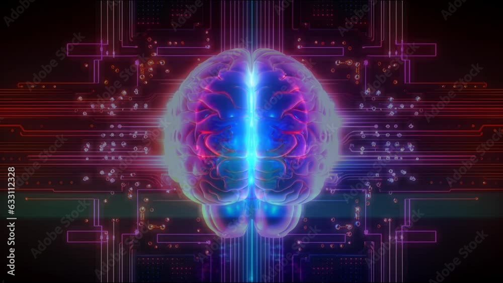 Futuristic electric brain waves in neon colors.