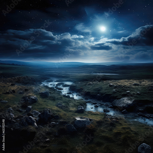 Lunar Radiance on the Rugged Moorland Canvas