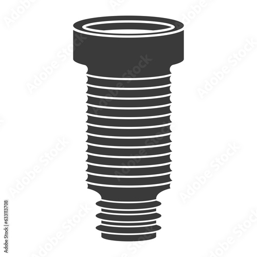 Corrugated pipe for toilet glyph icon isolated on white background.Vector illustration.