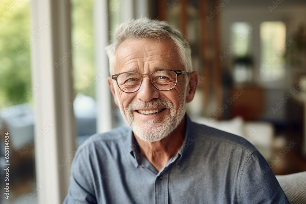happy senior man at home smiling looking at camera happy senior man at home smiling looking at camera